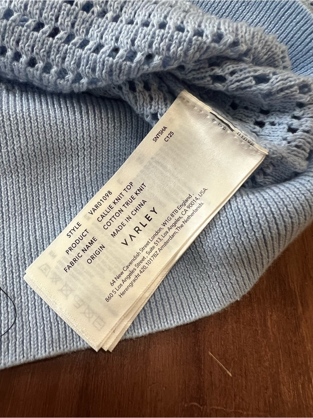 Varley Callie Knit Top Light Blue Size M - Picture 8 of 9